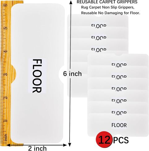 Rug Tape, 12pc Rug Corner Grippers, Double-Sided Reusable Carpet Tape, Washable Non-Slip Rug Pads, Strong Adhesive Rug Grippers, Rug Tape for Hardwood Floors Without Causing Damage in Kuwait