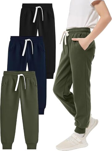 Pehmea Boys Girls Pultspants 3 Pack Pack active jogger bants with mobicets for Kids من 5 إلى 14 عامًا in Kuwait