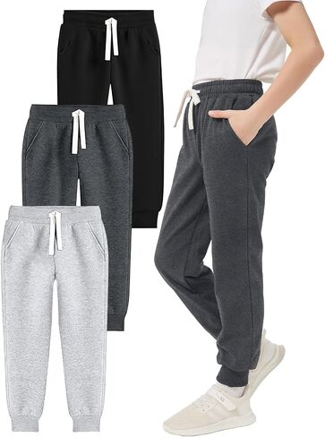 Pehmea Boys Girls Pultspants 3 Pack Pack active jogger bants with mobicets for Kids من 5 إلى 14 عامًا in Kuwait