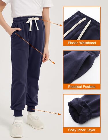PEHMEA Boys Girls Sweatpants 3 Pack Active Jogger Pants with Pockets Drawstring for Kids 5-14 Years in Kuwait