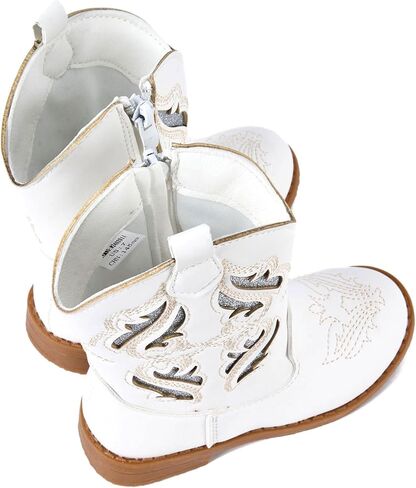 Newsonet Toddler Girls Cowboy Cowgirl Boots Round Toe Western Boots Mid Calf Side Zipper Riding Shoes for All Seasons Spring Summer Winter Fall in Saudi Arabia