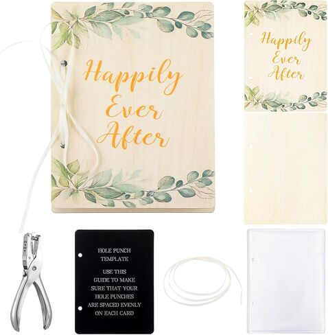 Happily Ever After Card Keeper Wedding Greeting Card Organizer Kit Include 6x8 Greeting Postcard Holder Hole Punch Print Template 20 Photo Protectors for Wedding Keepsake Album Storage Gift in Saudi Arabia