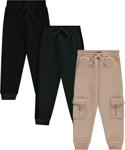 Boys Jogger Pants Set Comfortable, Durable, and Stylish Pack of 3 with Pockets in Kuwait