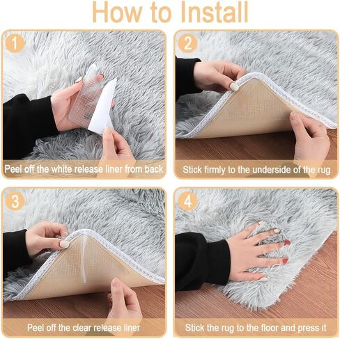 Rug Tape Pad, Triangle Anti Slip and Non Curling Rug Tape Pad, Keep Rug in The Place and Protect Floor Washable and Reusable Rug pad, Non-Trace Removable Rug Tape for Hardwood Floor (Clear, 8 pcs) in Saudi Arabia