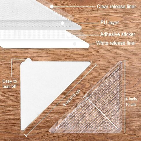 Rug Tape Pad, Triangle Anti Slip and Non Curling Rug Tape Pad, Keep Rug in The Place and Protect Floor Washable and Reusable Rug pad, Non-Trace Removable Rug Tape for Hardwood Floor (Clear, 8 pcs) in Saudi Arabia