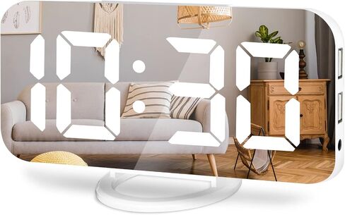 Pink Digital Alarm Clock for Girls, Large LED Mirror Display,2 USB Charging Ports,Auto Adjustable Brightness,Aesthetic Modern Clocks for Bedroom Office, Pink in Saudi Arabia