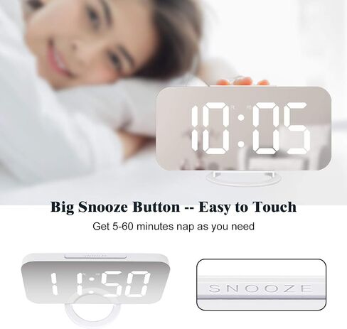 Pink Digital Alarm Clock for Girls, Large LED Mirror Display,2 USB Charging Ports,Auto Adjustable Brightness,Aesthetic Modern Clocks for Bedroom Office, Pink in Saudi Arabia