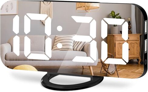 Pink Digital Alarm Clock for Girls, Large LED Mirror Display,2 USB Charging Ports,Auto Adjustable Brightness,Aesthetic Modern Clocks for Bedroom Office, Pink in Saudi Arabia
