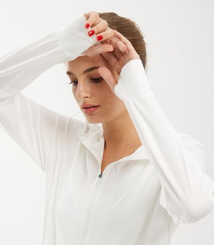 Libin Women's Sun Shirts Full zip upf 50+ حماية من الشمس سترة هوديي سترة طويلة الأكمام المشي لمسافات طويلة في الهواء الطلق مع جيوب in Kuwait