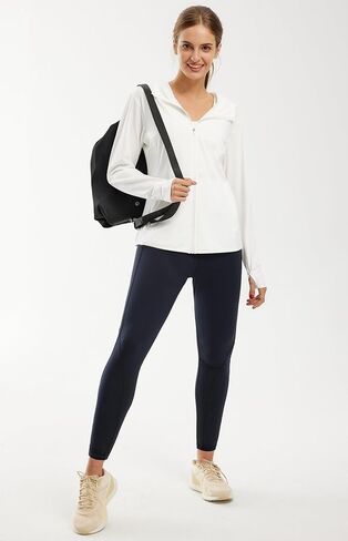 Libin Women's Sun Shirts Full zip upf 50+ حماية من الشمس سترة هوديي سترة طويلة الأكمام المشي لمسافات طويلة في الهواء الطلق مع جيوب in Kuwait