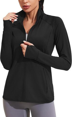 Coorun Women's UPF 50+ Jackets Sun Protection Golf Golf Athletic Jackets Lightweight Full zip Long Sleeve Stirts مع جيوب in Kuwait