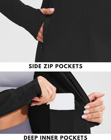 Coorun Women's UPF 50+ Jackets Sun Protection Golf Golf Athletic Jackets Lightweight Full zip Long Sleeve Stirts مع جيوب in Kuwait