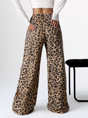 Leopard Pants Women Therian Fuzzy Pajama Pants Y2k Cheetah Pants Grunge High Waisted Fluffy Pants in Saudi Arabia
