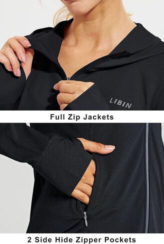 Libin Women's Sun Shirts Full Zip UPF 50+ Sun Protection Hoodie Jacket Long Sleeve Hiking Outdoor Performance with Pockets in Saudi Arabia