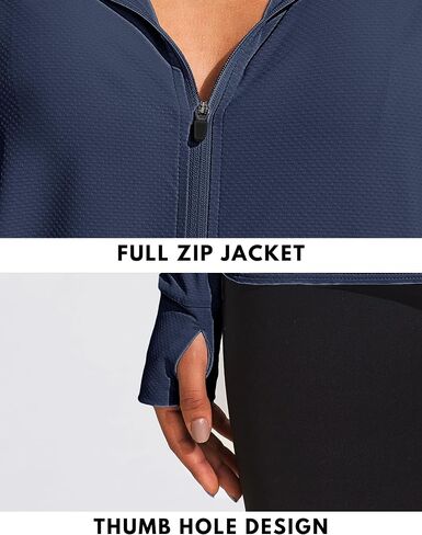 Coorun Women's UPF 50+ Jackets Sun Protection Golf Golf Athletic Jackets Lightweight Full zip Long Sleeve Stirts مع جيوب in Kuwait