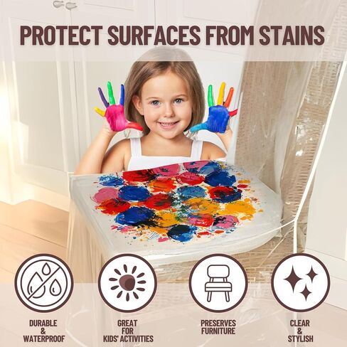 Evelots Dining Room/Kitchen Chair Cover/Protector-4 Pack- Heavy Duty Clear PVC Vinyl-No Dust/Spill/Pet Hair/Pet Claws, Easy Clean Slipcover in Kuwait