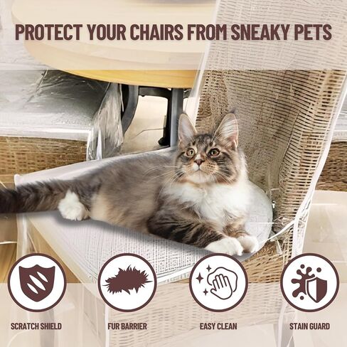 Evelots Dining Room/Kitchen Chair Cover/Protector-4 Pack- Heavy Duty Clear PVC Vinyl-No Dust/Spill/Pet Hair/Pet Claws, Easy Clean Slipcover in Kuwait