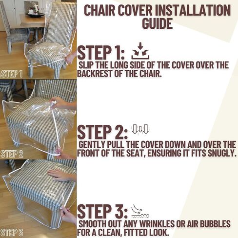 Evelots Dining Room/Kitchen Chair Cover/Protector-4 Pack- Heavy Duty Clear PVC Vinyl-No Dust/Spill/Pet Hair/Pet Claws, Easy Clean Slipcover in Kuwait