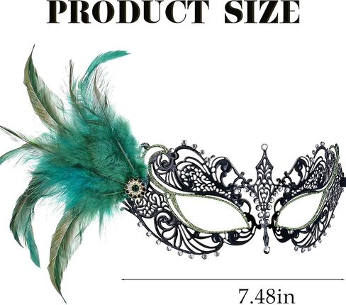 Feather Masquerade Mask for Women - 2025 Venetian Antique Masks Mardi Gras Eyemask with Shiny Rhinestone for Woman in Kuwait