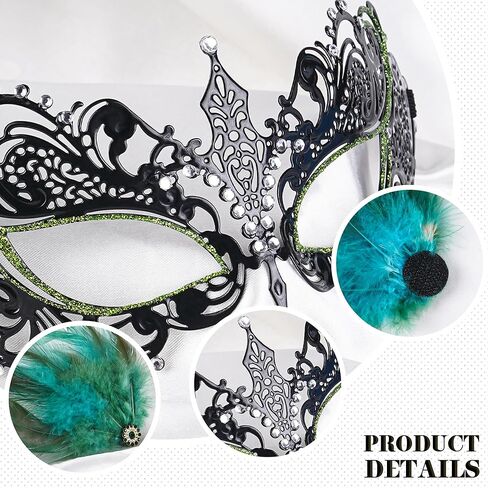 Feather Masquerade Mask for Women - 2025 Venetian Antique Masks Mardi Gras Eyemask with Shiny Rhinestone for Woman in Kuwait