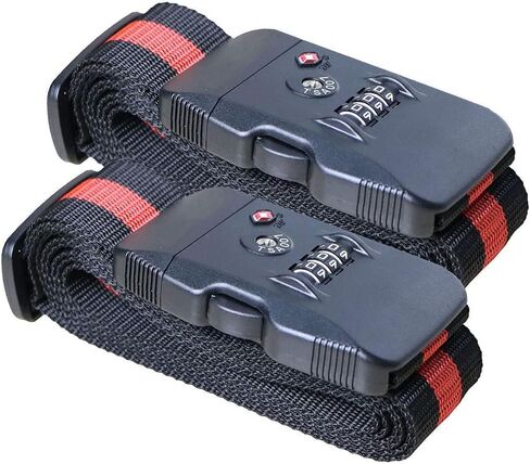 حزام أمتعة سفر تعديل حزام التعبئة مع قفل مجموعة TSA (Red+Black 2 Pack) in Kuwait