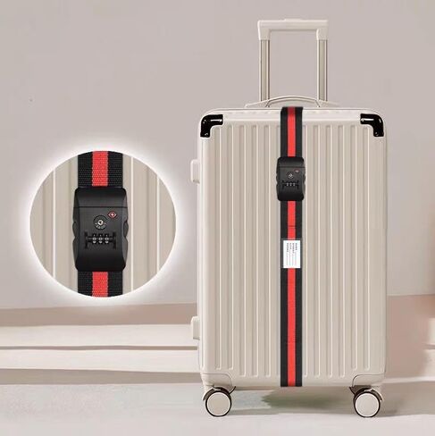 حزام أمتعة سفر تعديل حزام التعبئة مع قفل مجموعة TSA (Red+Black 2 Pack) in Kuwait
