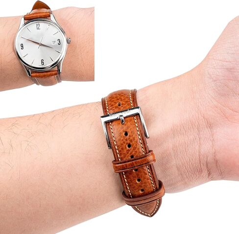حزام جلدي إيطالي من الجلد الإيطالي Tuscany Tucsable Top Leative Leather Strap الأصلي ، 16 مم 18 مم 19 ملم 20 مم 21 مم 22 مم XL XL XXL نطاقات مشاهدة للرجال والنساء سميكة وذات in Kuwait