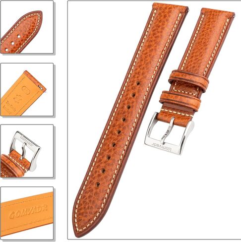 حزام جلدي إيطالي من الجلد الإيطالي Tuscany Tucsable Top Leative Leather Strap الأصلي ، 16 مم 18 مم 19 ملم 20 مم 21 مم 22 مم XL XL XXL نطاقات مشاهدة للرجال والنساء سميكة وذات in Kuwait