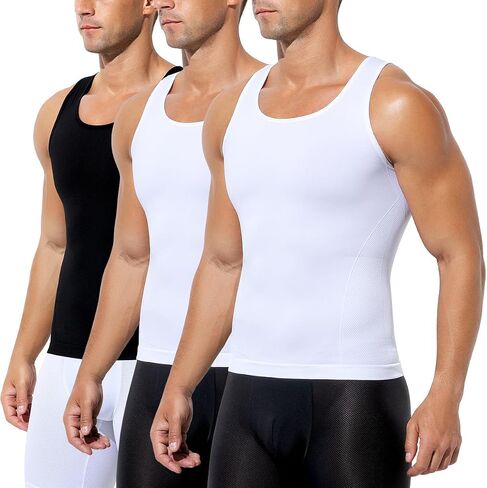 Arjen Kroos 3 Pack Mens Compression Tank Top Shirts Athletic Undershirt Body Shaper Tummy Control Shirt for Men in Kuwait