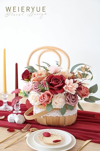 Pink Artificial Flowers Combo Box Wedding Decor,Fake Flowers,Flowers for Decoration,Silk Flowers for Home Decor Indoor,Cake Flowers,Faux Flowers for Crafts in Kuwait