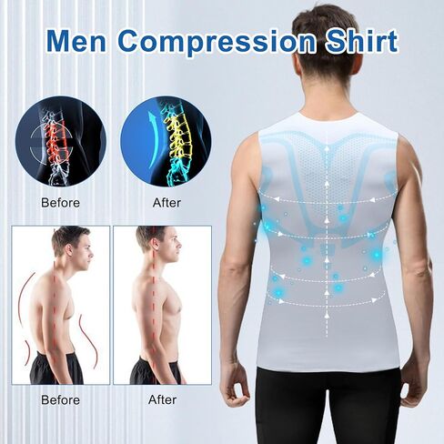 Mens Slimming Compression Shirt, Slimming Undershirt Shirts for Men Body Shaper Vest Shapewear Tummy Control in Saudi Arabia