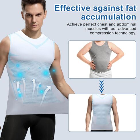 Mens Slimming Compression Shirt, Slimming Undershirt Shirts for Men Body Shaper Vest Shapewear Tummy Control in Saudi Arabia