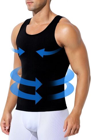 Arjen Kroos 3 Pack Mens Compression Tank Top Shirts Athletic Undershirt Body Shaper Tummy Control Shirt for Men in Kuwait
