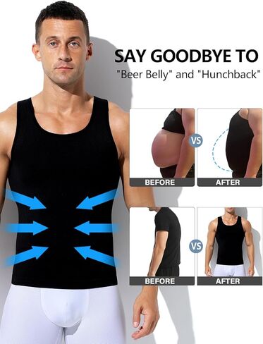 Arjen Kroos 3 Pack Mens Compression Tank Top Shirts Athletic Undershirt Body Shaper Tummy Control Shirt for Men in Kuwait
