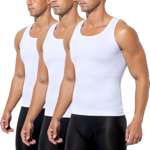 Arjen Kroos 3 Pack Mens Compression Tank Top Shirts Athletic Undershirt Body Shaper Tummy Control Shirt for Men in Kuwait
