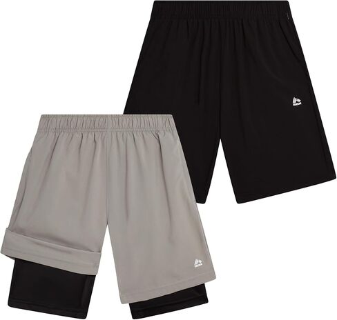 RBX Boys Athletic Shorts - 2 Pack Active Performance Base Layer Basketball Shorts for Sports, Gym and Workout (Sizes: 8-16) in Saudi Arabia