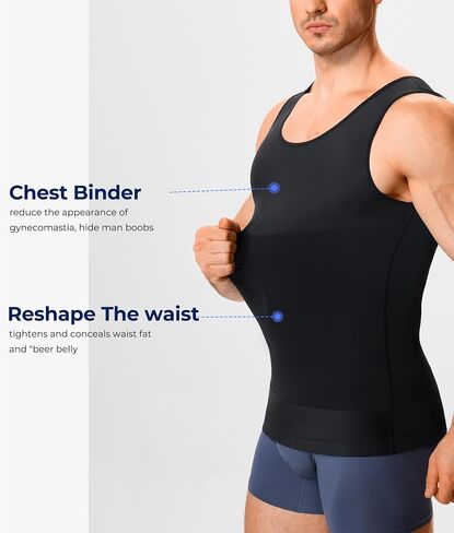 TAILONG Compression Shirt Men Shapewear - Slimming Undershirt Body Shaper Tank Top Workout Shirts in Kuwait