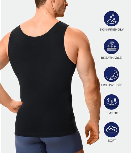 TAILONG Compression Shirt Men Shapewear - Slimming Undershirt Body Shaper Tank Top Workout Shirts in Kuwait