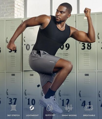 TAILONG Compression Shirt Men Shapewear - Slimming Undershirt Body Shaper Tank Top Workout Shirts in Kuwait