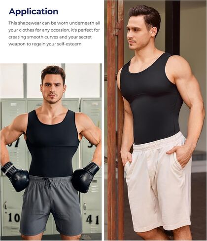 TAILONG Compression Shirt Men Shapewear - Slimming Undershirt Body Shaper Tank Top Workout Shirts in Kuwait