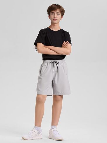 Resinta 3 Pack Boys Shorts Athletic Shorts with Zipper Mobilets Dry Fit Fit Lightweight Barge Cargo for Gym Outdoors in Kuwait