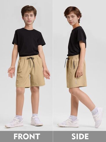 Resinta 3 Pack Boys Athletic Shorts with Zipper Pockets Dry Fit Lightweight Hiking Cargo Shorts for Gym Outdoors in Kuwait