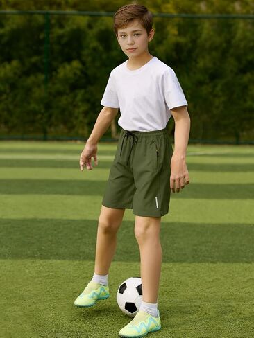 Resinta 3 Pack Boys Athletic Shorts with Zipper Pockets Dry Fit Lightweight Hiking Cargo Shorts for Gym Outdoors in Kuwait