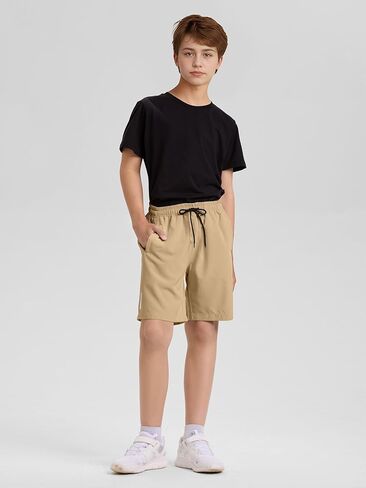 Resinta 3 Pack Boys Athletic Shorts with Zipper Pockets Dry Fit Lightweight Hiking Cargo Shorts for Gym Outdoors in Kuwait