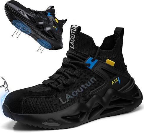 أحذية Laoutun Steel Toe للرجال والنساء مريحين أحذية سلامة العمل خفيفة الوزن ثقب البث المقاوم للانزلاق أحذية رياضية غير قابلة للتدمير in Kuwait