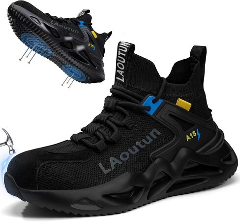 أحذية Laoutun Steel Toe للرجال والنساء مريحين أحذية سلامة العمل خفيفة الوزن ثقب البث المقاوم للانزلاق أحذية رياضية غير قابلة للتدمير in Kuwait