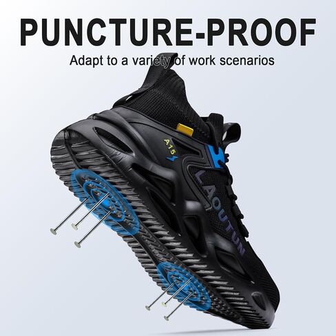 أحذية Laoutun Steel Toe للرجال والنساء مريحين أحذية سلامة العمل خفيفة الوزن ثقب البث المقاوم للانزلاق أحذية رياضية غير قابلة للتدمير in Kuwait