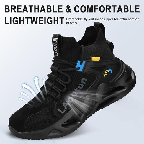 أحذية Laoutun Steel Toe للرجال والنساء مريحين أحذية سلامة العمل خفيفة الوزن ثقب البث المقاوم للانزلاق أحذية رياضية غير قابلة للتدمير in Kuwait