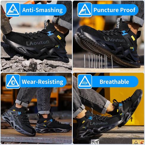 أحذية Laoutun Steel Toe للرجال والنساء مريحين أحذية سلامة العمل خفيفة الوزن ثقب البث المقاوم للانزلاق أحذية رياضية غير قابلة للتدمير in Kuwait