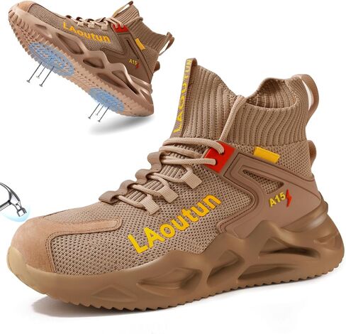 أحذية Laoutun Steel Toe للرجال والنساء مريحين أحذية سلامة العمل خفيفة الوزن ثقب البث المقاوم للانزلاق أحذية رياضية غير قابلة للتدمير in Kuwait
